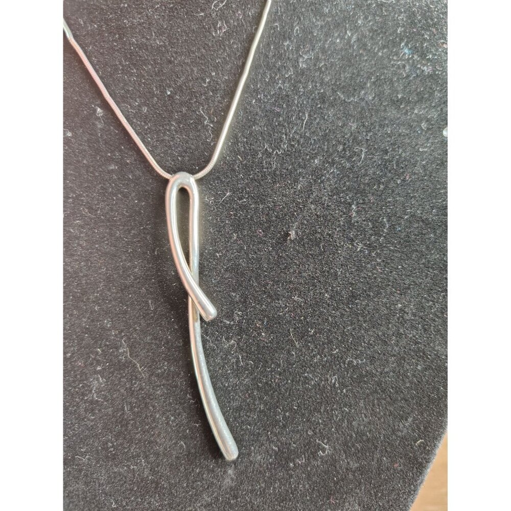 LF .925 Sterling Silver Necklace, Pendant with Chain, Modernist, Lobster Clasp